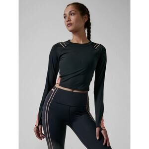 ATHLETA: Black and Palermo Pink Ignite Top‎ Medium (F-244)
